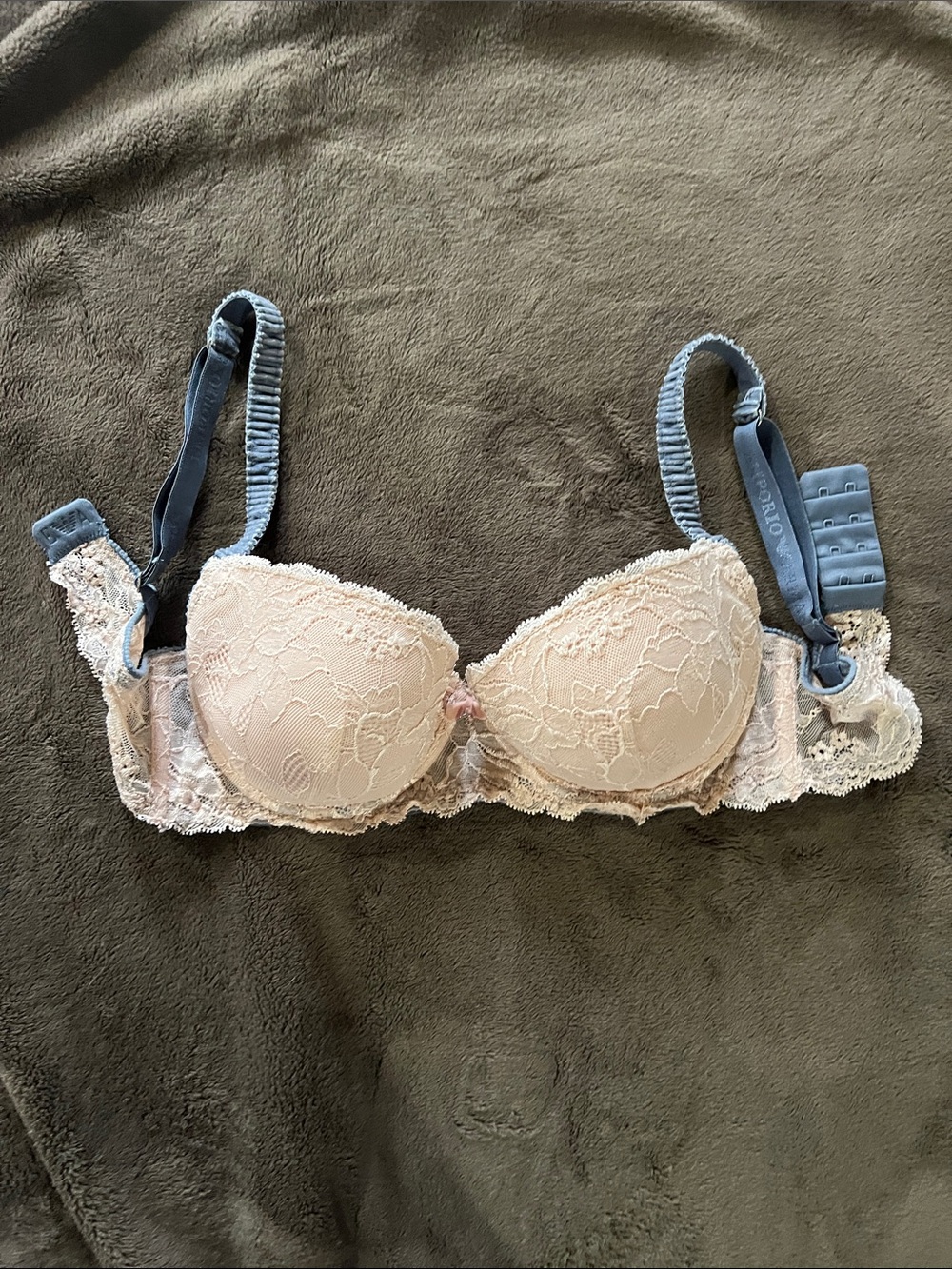 Emporio Armani Lace Balconette Bra in Blush with Blue jeans style Straps sexy 🔥